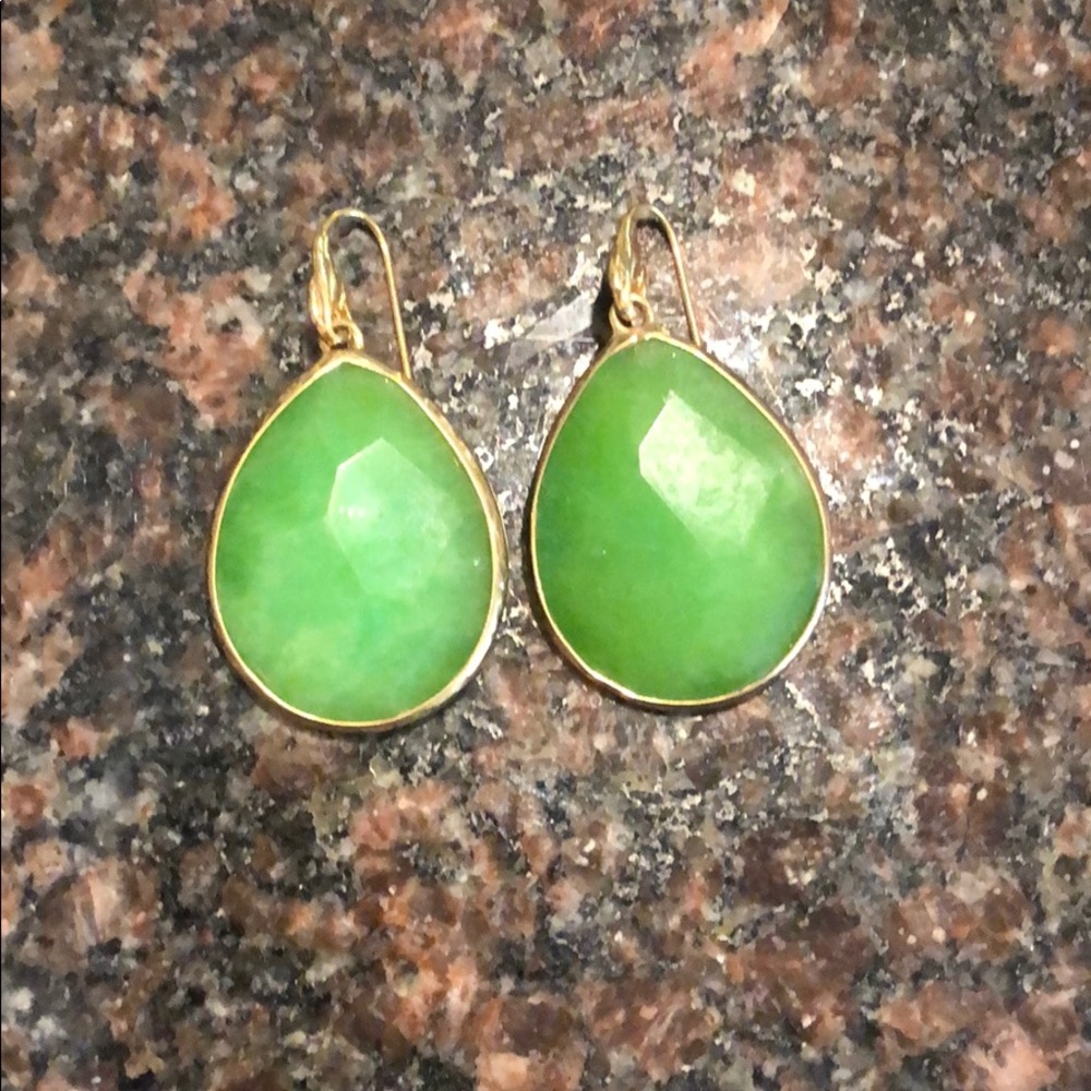 Green Stone Drop Earrings